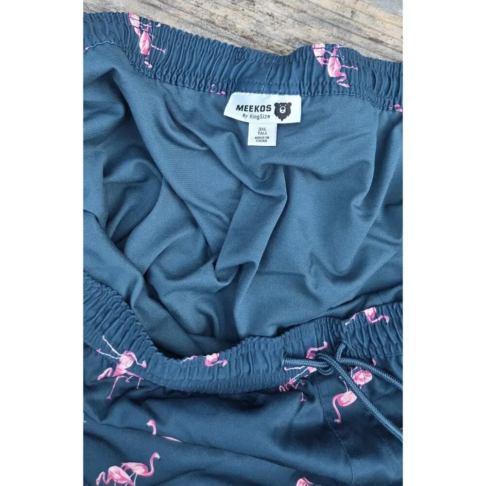 MEEKOS BY KING SIZE big and tall flamingo vacation wear swim trunks 3X shorts